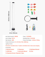 VEVOR Bubble Tube Lamp 16 Color 1.2 m Sensory Aquarium Lamp for Relief Calming - Close-Up Angle
