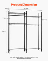 VEVOR Over Washer and Dryer Storage Shelf Two Row 4 Tiers Washer Rack Black - Front View