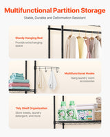 VEVOR Over Washer and Dryer Storage Shelf Two Row 4 Tiers Washer Rack Black - 45-Degree Angle
