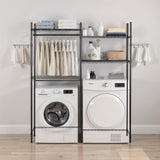 VEVOR Over Washer and Dryer Storage Shelf Two Row 4 Tiers Washer Rack Black - Low Angle