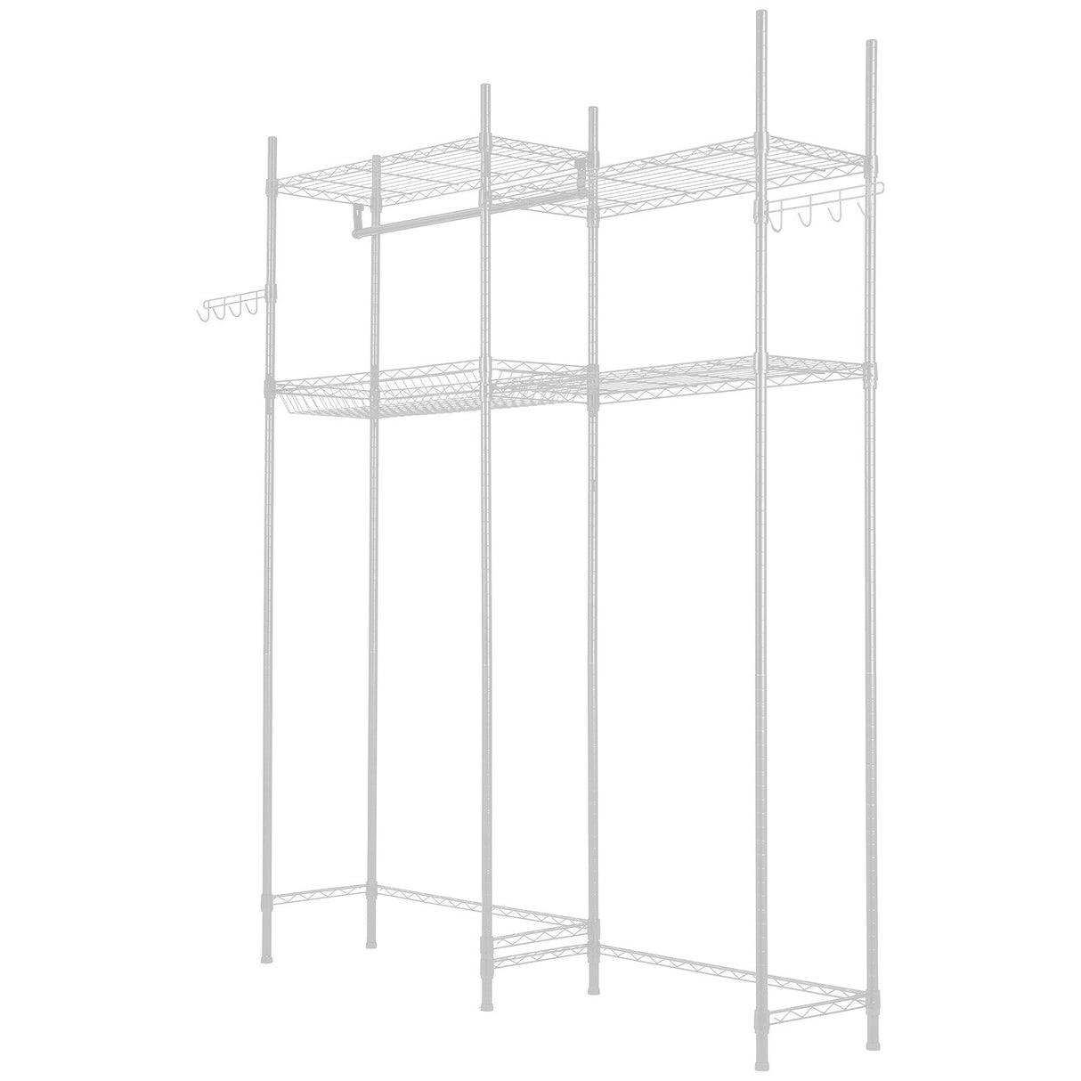 VEVOR Over Washer and Dryer Storage Shelf Two Row 4 Tiers Washer Rack White