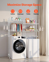 VEVOR Over Washer and Dryer Storage Shelf Two Row 4 Tiers Washer Rack White - Side View