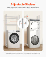 VEVOR Over Washer and Dryer Storage Shelf Two Row 4 Tiers Washer Rack White - Top-Down View