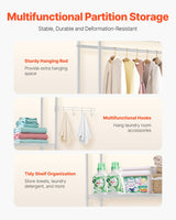 VEVOR Over Washer and Dryer Storage Shelf Two Row 4 Tiers Washer Rack White - 45-Degree Angle