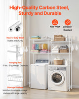 VEVOR Over Washer and Dryer Storage Shelf Two Row 4 Tiers Washer Rack White - Rear View