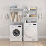 VEVOR Over Washer and Dryer Storage Shelf Two Row 4 Tiers Washer Rack White - Low Angle