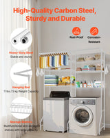 VEVOR Over Washer and Dryer Storage Shelf Two Row 6 Tiers Washer Rack White - Rear View