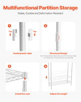 VEVOR Over Washer and Dryer Storage Shelf Two Row 6 Tiers Washer Rack White - Close-Up Angle