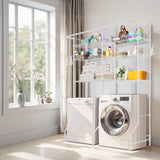 VEVOR Over Washer and Dryer Storage Shelf Two Row 6 Tiers Washer Rack White - Low Angle