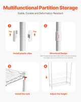 VEVOR Over Washer and Dryer Storage Shelf Single Row 3 Tiers Washer Rack White - Close-Up Angle