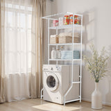 VEVOR Over Washer and Dryer Storage Shelf Single Row 3 Tiers Washer Rack White - Low Angle