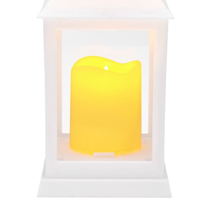 12 Pcs Decorative Candle Lantern, LED Electric Flameless Candle, Plastic LED Holder with Glass, Wall Hanging Indoor Porch Lanterns for Wedding Table Party Farmhouse Indoor Decor, White