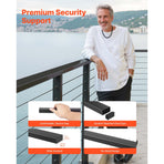 198 cm Stainless Steel Handrail, Rectangular Top Stair Deck Hand Rail for Outdoor/Indoor Steps with End Cap,Matte Black Coating Adjustable Metal Stair Rail for Cable Railing Kit