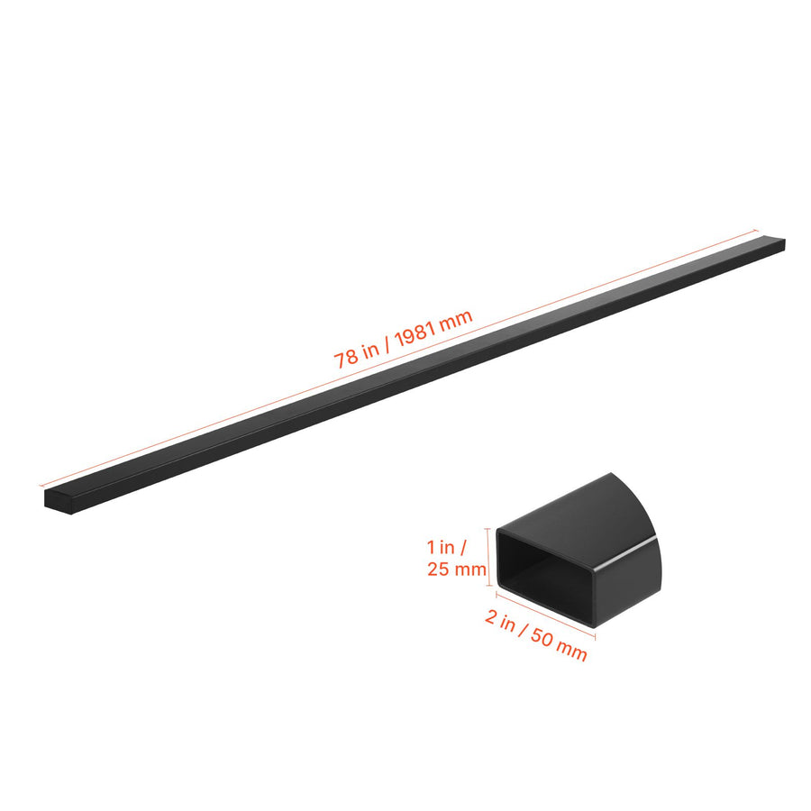 198 cm Stainless Steel Handrail, Rectangular Top Stair Deck Hand Rail for Outdoor/Indoor Steps with End Cap,Matte Black Coating Adjustable Metal Stair Rail for Cable Railing Kit