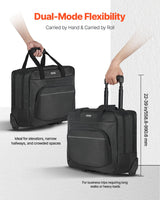 VEVOR Rolling Laptop Bag 39.62 cm Wheeled Computer Bag for Women & Men Black - 45-Degree Angle