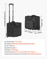 VEVOR Rolling Laptop Bag 39.62 cm Wheeled Computer Bag for Women & Men Black - Close-Up Angle