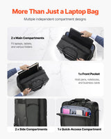 VEVOR Rolling Laptop Bag 43.94 cm Wheeled Computer Bag for Women & Men Black