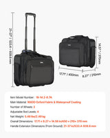 VEVOR Rolling Laptop Bag 43.94 cm Wheeled Computer Bag for Women & Men Black