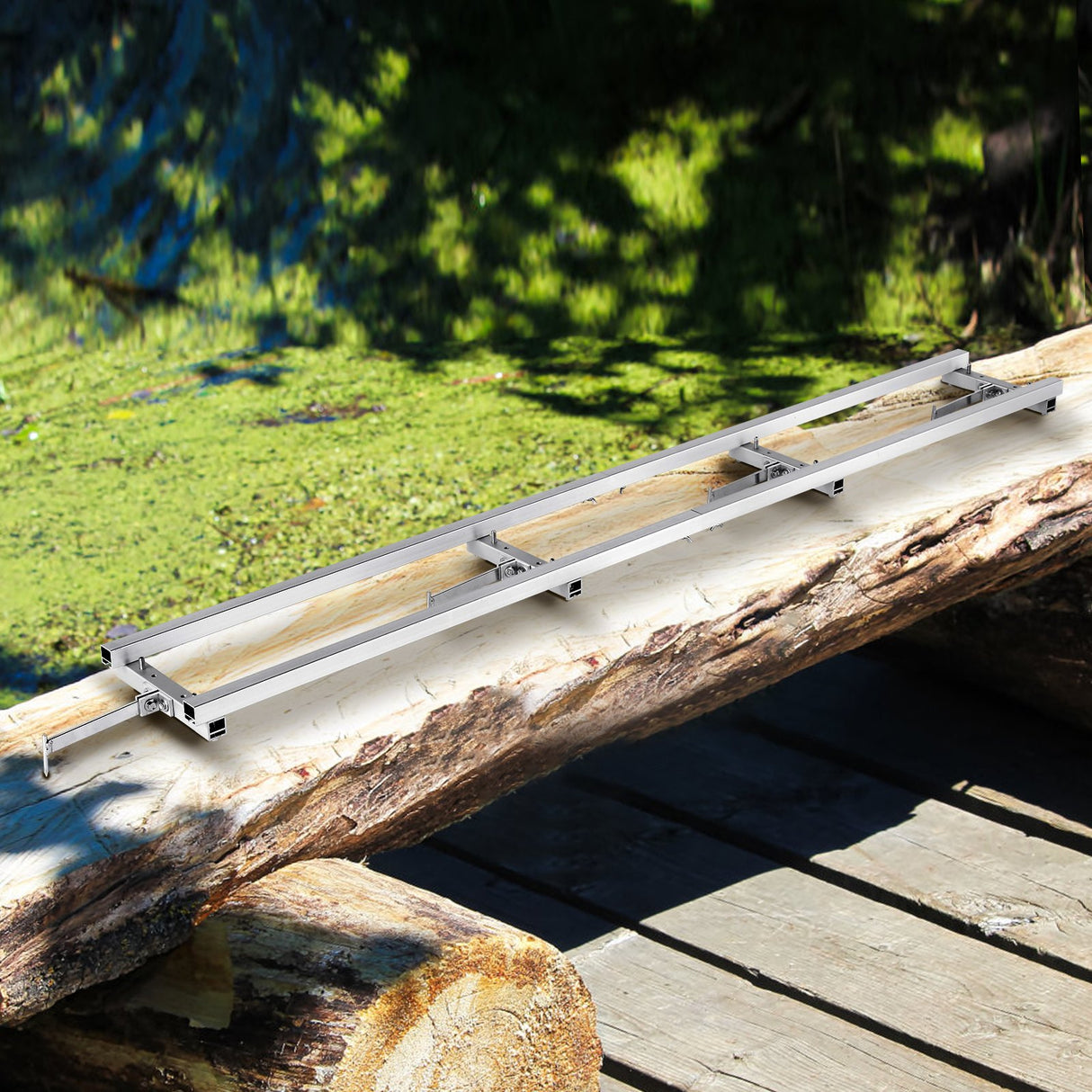 VEVOR Rail Mill Guide System, 9 ft Milling Guide, 4 Crossbar Kits Chainsaw Mill Rail Guide, Aluminum Adjustable Saw Mill Rail System Work with
