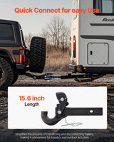 VEVOR Pintle Hitch 50.4 mm Receiver Hook 63.5 - 76.2 mm Lunette Ring 9070 kg