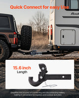 VEVOR Pintle Hitch 50.4 mm Receiver Hook 63.5 - 76.2 mm Lunette Ring 9070 kg - 45-Degree Angle