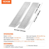 Portable Loading Ramps, 2 Pcs 1200 x 215 mm, Durable Aluminum Shed Ramp Set with Anti-Slip Holes, Compact Design and Easy Storage, 399.2 kg Weight Capacity, for ATV, Tractors, Lawn Mowers, Carts - Close-Up Angle
