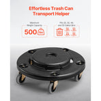 Trash Can Dolly, Fit 20, 32, 44, 55 Gallon Containers, Round Trash Can Roller Base with 4 Lockable Wheels, 500lbs Weight Capacity, Heavy Duty Barrel Dolly, Multi-Functional Rolling Dolly Cart