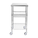 VEVOR Kitchen Utility Cart, 3 Tiers, Wire Rolling Cart with 213kg Capacity, Steel Service Cart on Wheels, Metal Storage Trolley with 76mm Basket Curved Handle PP Liner 6 Hooks, for Indoor and Outdoor - Extra Image