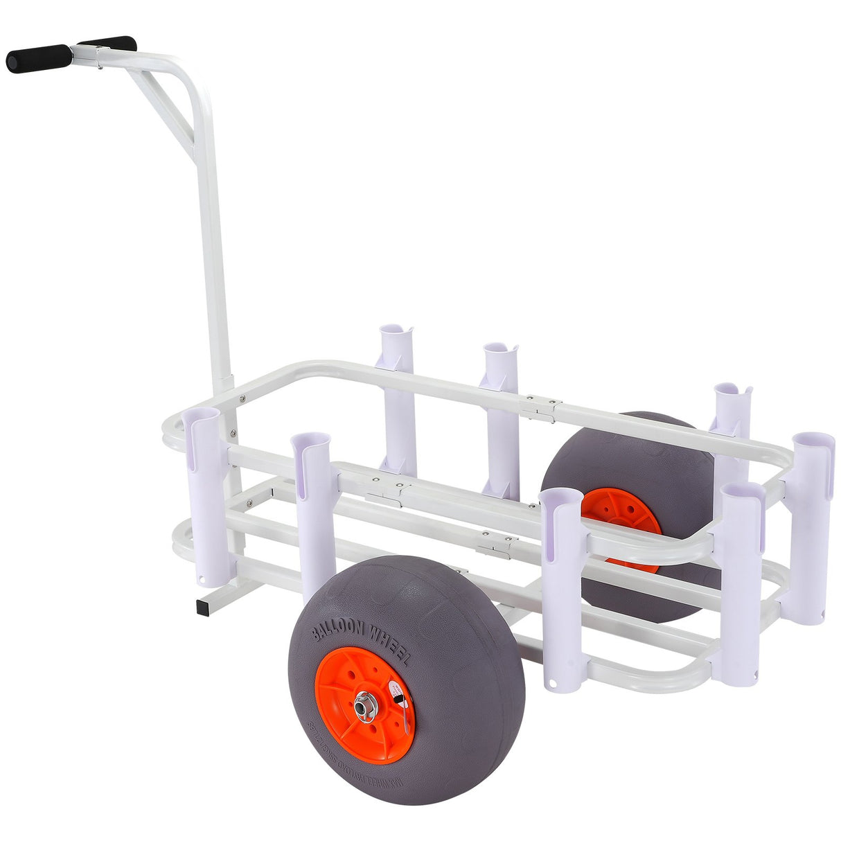VEVOR Beach Fishing Cart 136 kg Load Capacity Fish and Marine Cart with Two 330 mm Big Wheels PU Balloon Tires for Sand Heavy-Duty Aluminum Pier Wagon Trolley with 8 Rod Holders for Fishing Picnic
