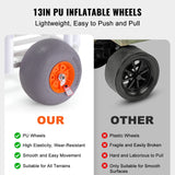 VEVOR Beach Fishing Cart 136 kg Load Capacity Fish and Marine Cart with Two 330 mm Big Wheels PU Balloon Tires for Sand Heavy-Duty Aluminum Pier Wagon Trolley with 8 Rod Holders for Fishing Picnic - Side View