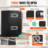 VEVOR Double Doors 4.5 cu.ft Safe Box with Key Lock & Password, Safe Lock Box with Fireproof Bag, Key Rack, LED Light and 2 Height Adjustable and Removable Divider for Money, Documents, Jewelry and Valuables, Black - Side View