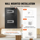 VEVOR Double Doors 4.5 cu.ft Safe Box with Key Lock & Password, Safe Lock Box with Fireproof Bag, Key Rack, LED Light and 2 Height Adjustable and Removable Divider for Money, Documents, Jewelry and Valuables, Black - Rear View