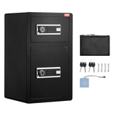 Double Doors 4.5 cu.ft Safe Box with Key Lock & Password, Safe Lock Box with Fireproof Bag, Key Rack, LED Light and 2 Height Adjustable and Removable Divider for Money, Documents, Jewelry and Valuables, Black