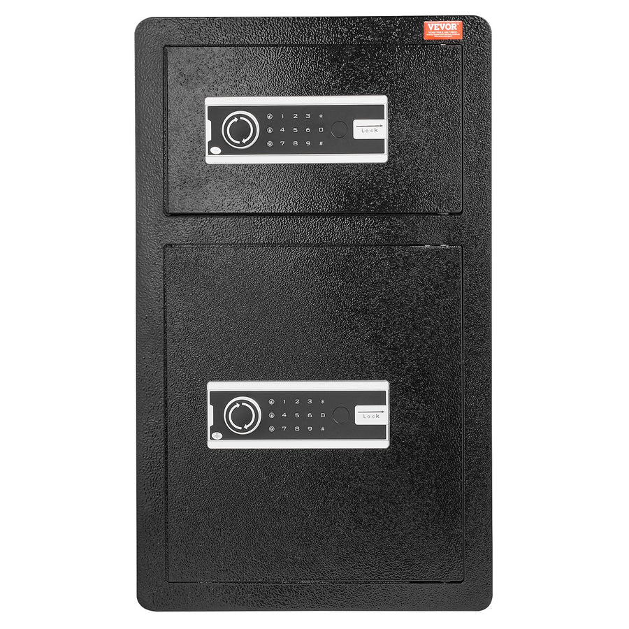 Double Doors 4.5 cu.ft Safe Box with Key Lock & Password, Safe Lock Box with Fireproof Bag, Key Rack, LED Light and 2 Height Adjustable and Removable Divider for Money, Documents, Jewelry and Valuables, Black