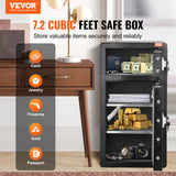 VEVOR Double Doors 7.2 cu.ft Safe Box with Key Lock & Password, Safe Lock Box with Fireproof Bag, Key Rack, LED Light and 2 Height Adjustable and Removable Divider for Money, Documents, Jewelry and Valuables, Black - Front View