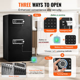 VEVOR Double Doors 7.2 cu.ft Safe Box with Key Lock & Password, Safe Lock Box with Fireproof Bag, Key Rack, LED Light and 2 Height Adjustable and Removable Divider for Money, Documents, Jewelry and Valuables, Black - Side View