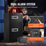 VEVOR Double Doors 7.2 cu.ft Safe Box with Key Lock & Password, Safe Lock Box with Fireproof Bag, Key Rack, LED Light and 2 Height Adjustable and Removable Divider for Money, Documents, Jewelry and Valuables, Black - 45-Degree Angle