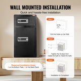 VEVOR Double Doors 7.2 cu.ft Safe Box with Key Lock & Password, Safe Lock Box with Fireproof Bag, Key Rack, LED Light and 2 Height Adjustable and Removable Divider for Money, Documents, Jewelry and Valuables, Black - Rear View