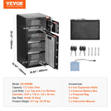 VEVOR Double Doors 7.2 cu.ft Safe Box with Key Lock & Password, Safe Lock Box with Fireproof Bag, Key Rack, LED Light and 2 Height Adjustable and Removable Divider for Money, Documents, Jewelry and Valuables, Black - Close-Up Angle