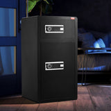 VEVOR Double Doors 7.2 cu.ft Safe Box with Key Lock & Password, Safe Lock Box with Fireproof Bag, Key Rack, LED Light and 2 Height Adjustable and Removable Divider for Money, Documents, Jewelry and Valuables, Black - Low Angle