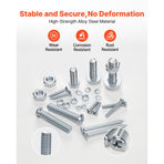 2250 Pcs Bolts and Nuts Assortment Kit, Metric + Imperial Machine Screws and Flat Washers, Alloy Steel M3/M4/M5/M6/M8 Multiple Size, for Equipment/Vehicle Assembly,Galvanized White