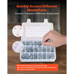 2250 Pcs Bolts and Nuts Assortment Kit, Metric + Imperial Machine Screws and Flat Washers, Alloy Steel M3/M4/M5/M6/M8 Multiple Size, for Equipment/Vehicle Assembly,Galvanized White