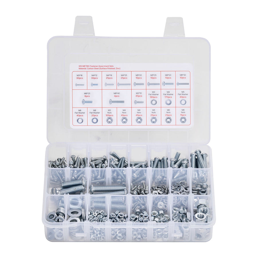 2250 Pcs Bolts and Nuts Assortment Kit, Metric + Imperial Machine Screws and Flat Washers, Alloy Steel M3/M4/M5/M6/M8 Multiple Size, for Equipment/Vehicle Assembly,Galvanized White