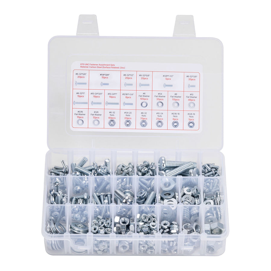 2250 Pcs Bolts and Nuts Assortment Kit, Metric + Imperial Machine Screws and Flat Washers, Alloy Steel M3/M4/M5/M6/M8 Multiple Size, for Equipment/Vehicle Assembly,Galvanized White