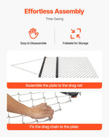 VEVOR Drag Harrow 4 x 5 ft Chain Harrow Lawn Rake ATV UTV Tractor Attachments - 45-Degree Angle