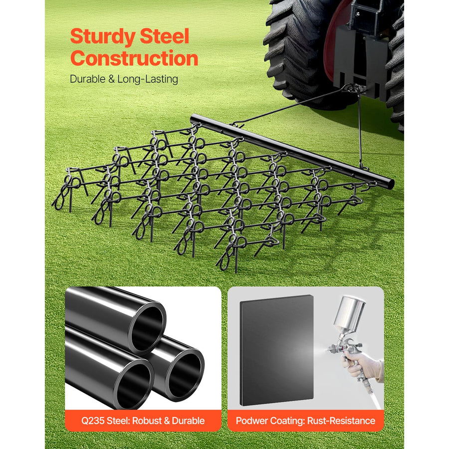 Drag Harrow, 5 x 4.5 ft Durable Chain Harrow with 60 Sharp Teeth, Suitable for ATV UTV Tractor, Ideal for, image 2
