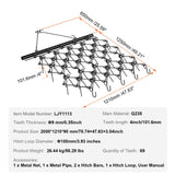 VEVOR Drag Harrow, 4'x4' Heavy-Duty Chain Harrow with 69 Teeth, ATV UTV Tractor Attachments Field Drag Mat for Sod Prepping, Seeding Lawns, Landscape Leveling, Harrow Rake for Gravel Driveway Yard
