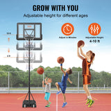 VEVOR Basketball Hoop, 4-10 ft Adjustable Height Portable Backboard System, 44 inch Basketball Hoop & Goal, Kids & Adults Basketball Set with Wheels, Stand, and Fillable Base, for Outdoor/Indoor - Top-Down View