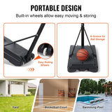 VEVOR Basketball Hoop, 4-10 ft Adjustable Height Portable Backboard System, 44 inch Basketball Hoop & Goal, Kids & Adults Basketball Set with Wheels, Stand, and Fillable Base, for Outdoor/Indoor