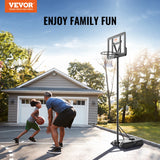 VEVOR Basketball Hoop, 4-10 ft Adjustable Height Portable Backboard System, 44 inch Basketball Hoop & Goal, Kids & Adults Basketball Set with Wheels, Stand, and Fillable Base, for Outdoor/Indoor - Close-Up Angle
